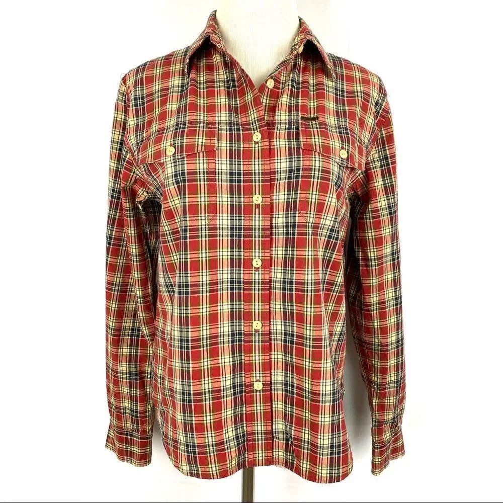 RALPH LAUREN Red Plaid Button-down 2 Front Pockets Long Sleeve Shirt